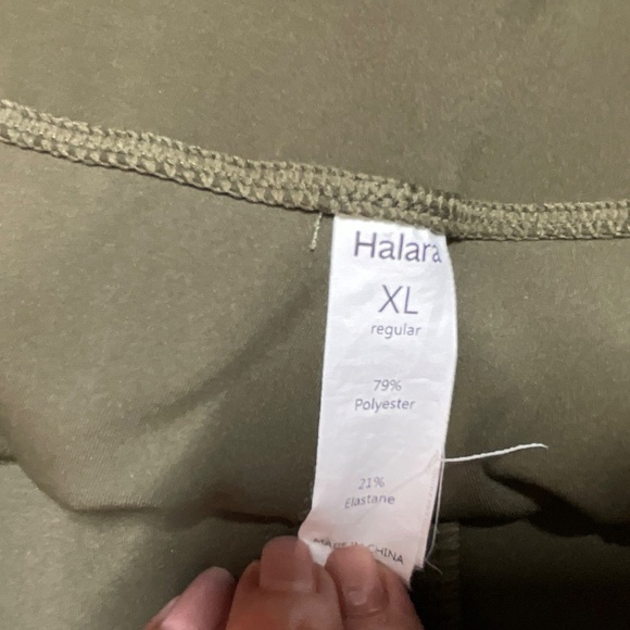HALARA Olive Green Flare Leg Pull On Trousers Flat Front Back Pockets US Sz XL R - Picture 5 of 10
